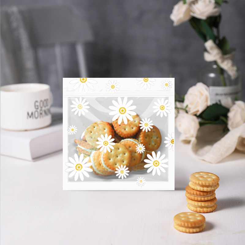 Transparent Creative Little Daisy Snowflake Crisp Packaging Bag Cookies Cookies Mung Bean Cake Dim Bag Ice Crust Mooncake Machine Bag