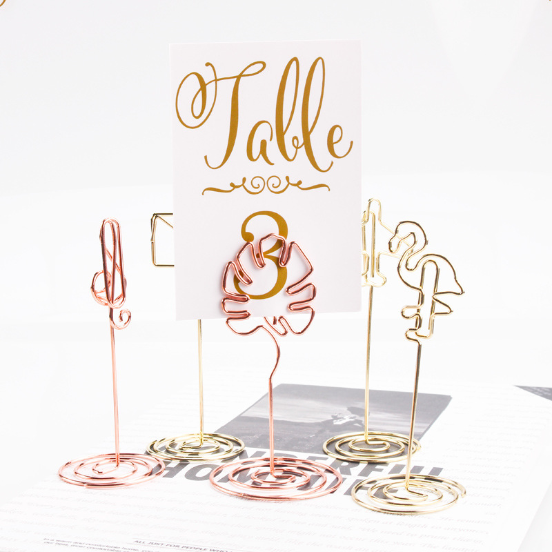 Picture of Creative Desktop Airplane Note Holder Vertical Metal Electroplating High-Value Wedding Business Card Holder Wedding Ornaments Ins