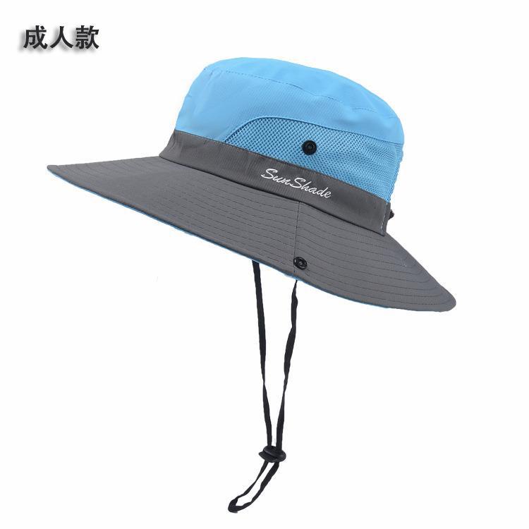 Picture of Cross-Border Summer Women's Outdoor Sun Hat Ponytail Hole Fisherman Hat Sun Protection Sun Hat Breathable Mountaineering Hat Parent-Child Style