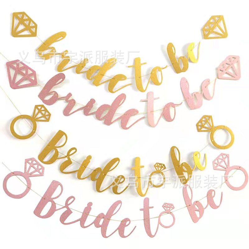 Bride to be wedding wedding decoration glitter flag bachelor party Bride glitter letter flower banner