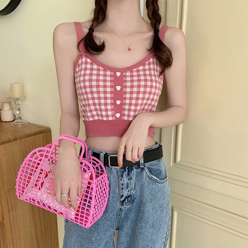 Vest Camisole Women's Outer Wear Summer Short Slim-fit ins Base Shirt Casual Spice Girl Sleeveless Top