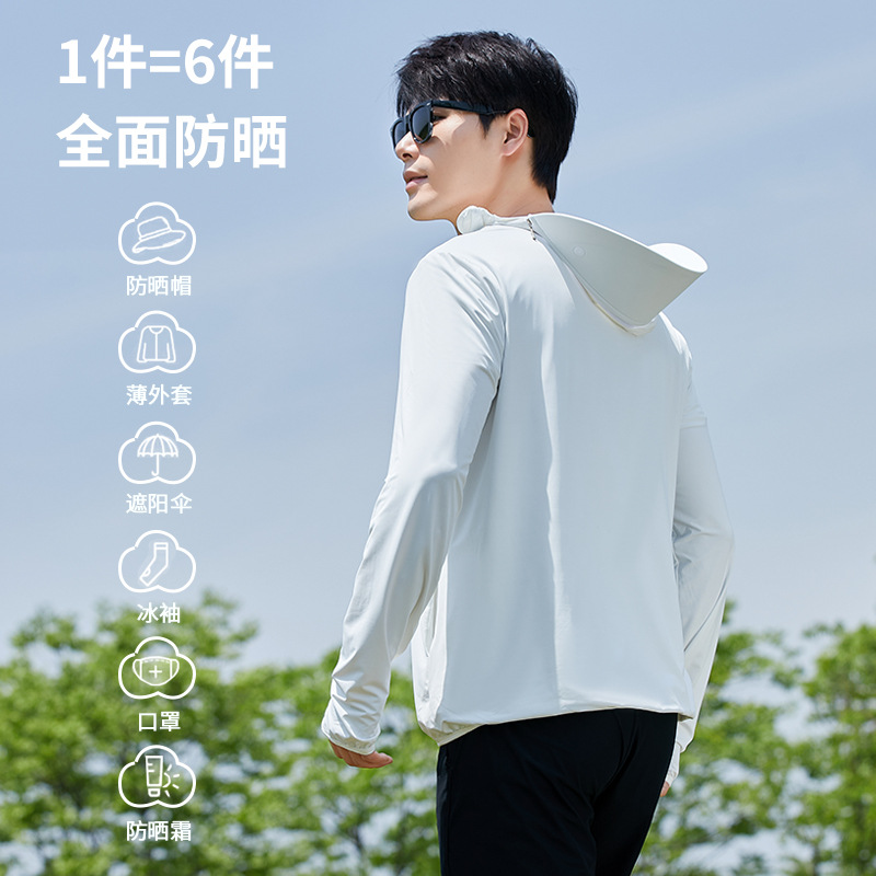 Picture of Jiao's Same Style Summer Ice Silk Non-Uv Protection Clothing for Men and Women with Brim, Non-Uv Protection, Breathable, Quick-Drying Fishing Sun Protection Clothing