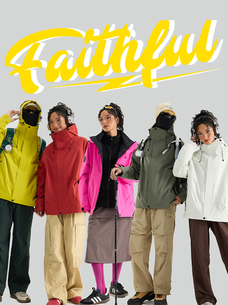 Outdoor Jacket, Windbreaker, Women's Waterproof and Windproof Three-In-One Mountaineering Jacket, Men's Autumn and Winter Cold-Proof and Warm Two-Piece Set