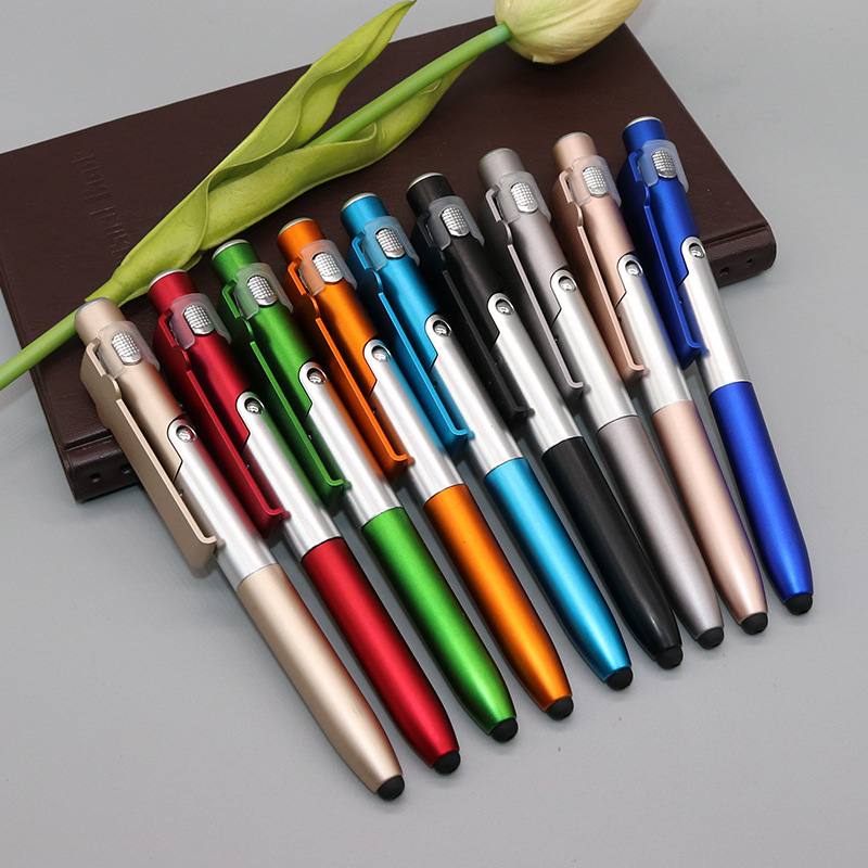 Multifunctional Folding Led Light Pen with Light Four-In-One Mobile Phone Holder Touch Advertising Gift Pen