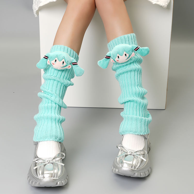 2025 Hatsune Miku Super Cute Dopamine Knitted Bone Socks Autumn and Winter Y2K Cute Cartoon Subculture