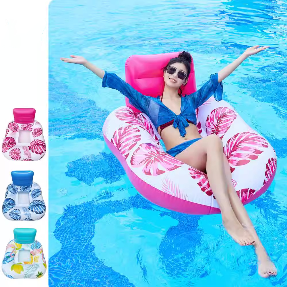 Oversized Thickened Water Inflatable Recliner Sofa Maple Backrest Maple Leaf Adult Swimming Pool Floating Row Leaves Floating Bed Rainbow