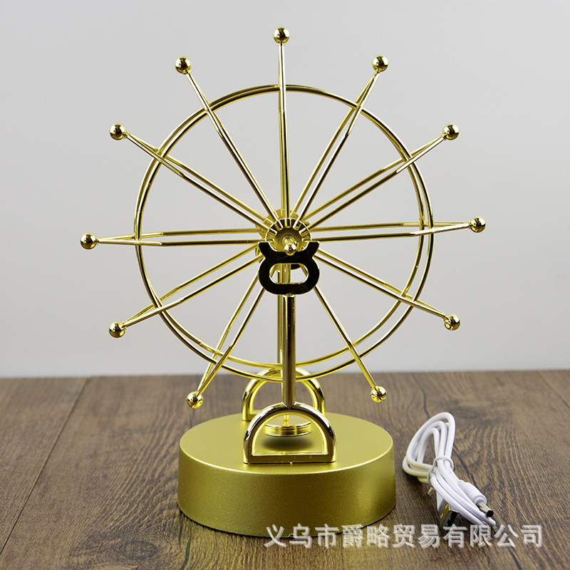 Picture of H818 Golden Ferris Wheel Permanent Motion Instrument Full Metal Frame Sky Instrument Infinite Magnetic Swing Instrument Large Dynamic Ornaments