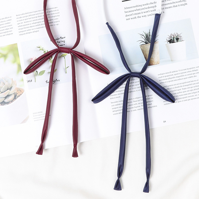 Picture of Japanese JK Bow Tie Female Lazy Tie-free wine red Student Shirt Tie Accessories Black Solid Color College Style