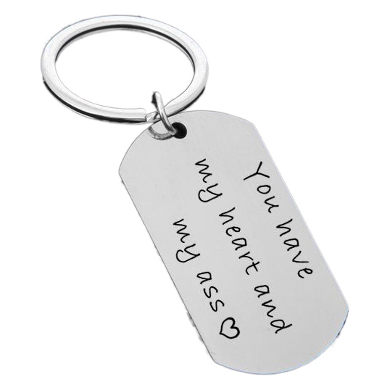 you have my heart and ass stainless steel military card keychain couple gift