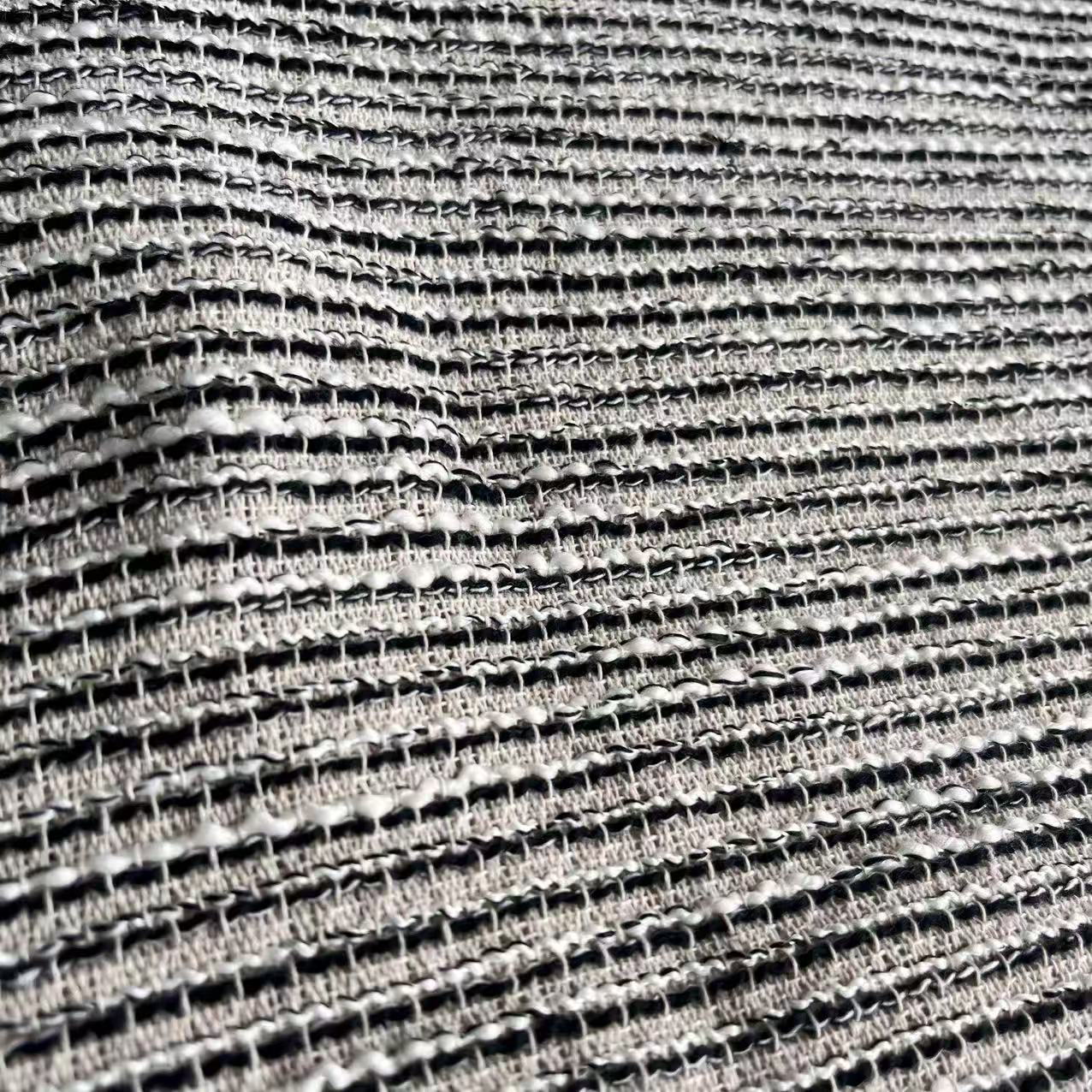 Picture of Slub Chanel Black and White Striped Fabric Women's Bags Shoes Material Tweed Woven Hat Children's Clothing Fashion Fabric