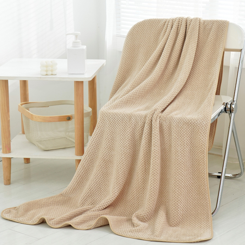 Picture of [90*170 large bath towel] pineapple high density thick coral velvet beach towel soft absorbent does not drop hair color