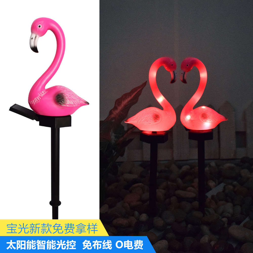 New LED solar outdoor landscape lights Flamingo one drag three modern garden lights garden decorative lawn lights