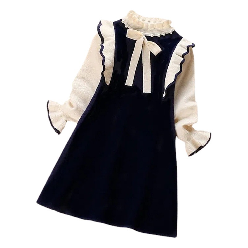 Girls Dress Autumn and Winter New Temperament Lady Children Princess Dress Student Girls Long Sleeve Knitted Dress Autumn Dress