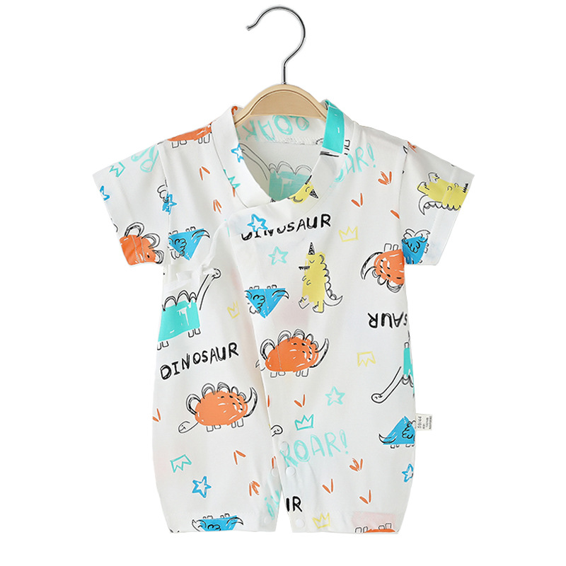 Picture of Infants' Short-sleeved jumpsuit cotton-padded climbing suit monk suit lace-up baby's thin kimono cartoon printed suit