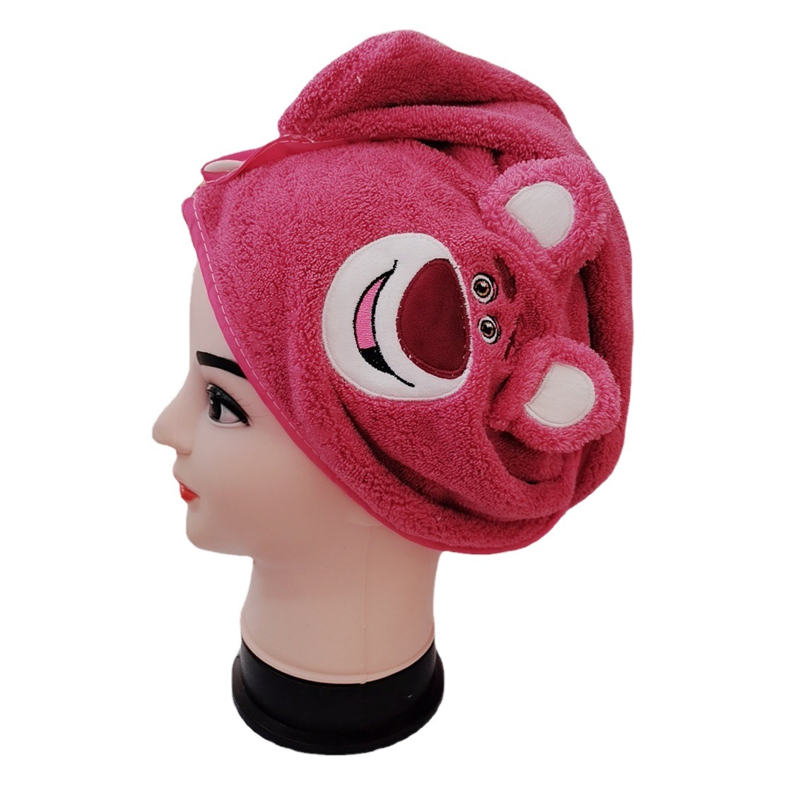 Bath Towel Can Be Worn as a Bathrobe, Girly Head Towel, Hair Drying Cap, Cartoon Strawberry Bear Bath Skirt, Bath Cap, Coral Fleece