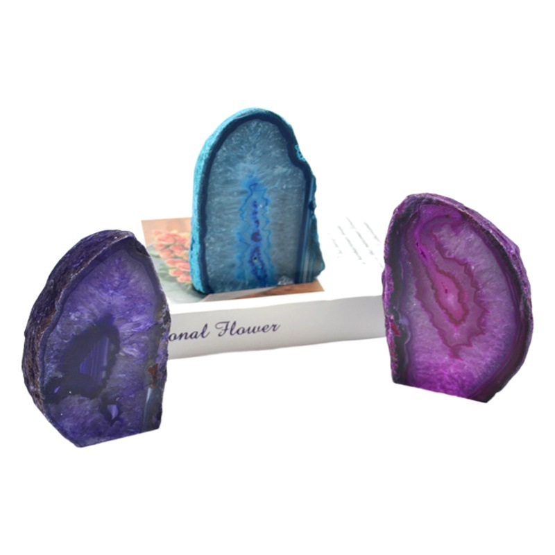 Natural agate stone book stand book by book file unilateral agate book file candlestick model room soft decoration creative decoration manufacturers