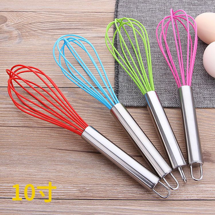Kitchen gadgets 10 inch silicone egg beater manual egg mixer creative hand shake egg beater