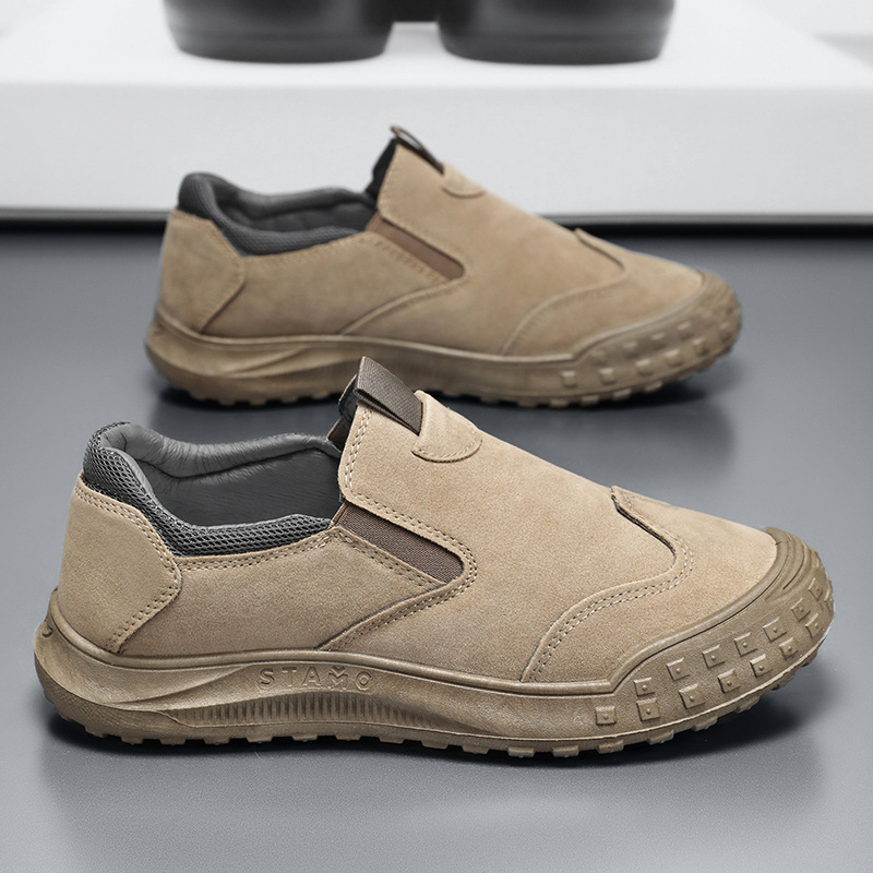 Summer Men's Shoes Breathable One-Pedal Lazy Shoes Men's Work Site Non-Slip Wear-Resistant Sports Board Shoes Labor Protection Shoes for Men
