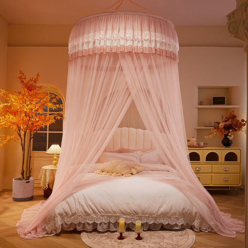 New Style Encrypted Princess Style Bedroom Ceiling Mosquito Net Dome Bed Floor-standing Household Installation-free Bed Mantle Floor-standing Children