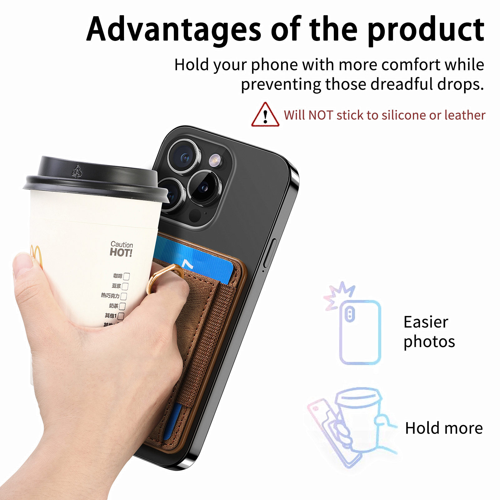 Picture of Magnetic magsafe card holder back sticker strong magnetic multi-function mobile phone card holder card holder card coin holder hardware ring
