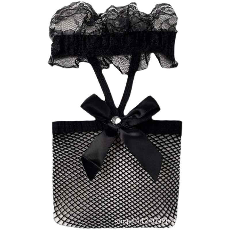 With diamond bow strap high stockings lace over the knee lace stockings stockings JK black stockings fishnet stockings wholesale