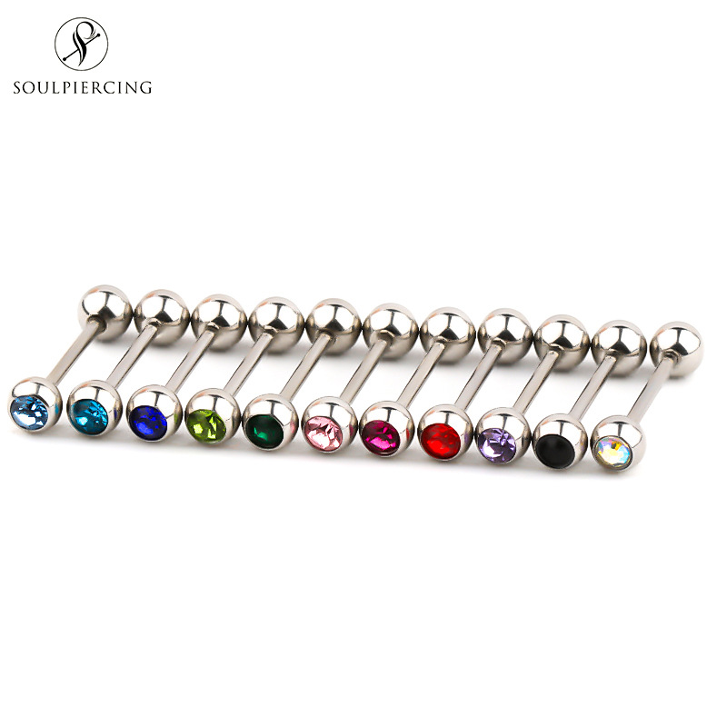 Picture of Stainless Steel Tongue Rings, Piercing Jewelry for Hot Girls, Lip Studs, Nipple Studs, Tongue Studs, Titanium Steel Tongue Studs, Cross-Border Multi-Color Ins Style