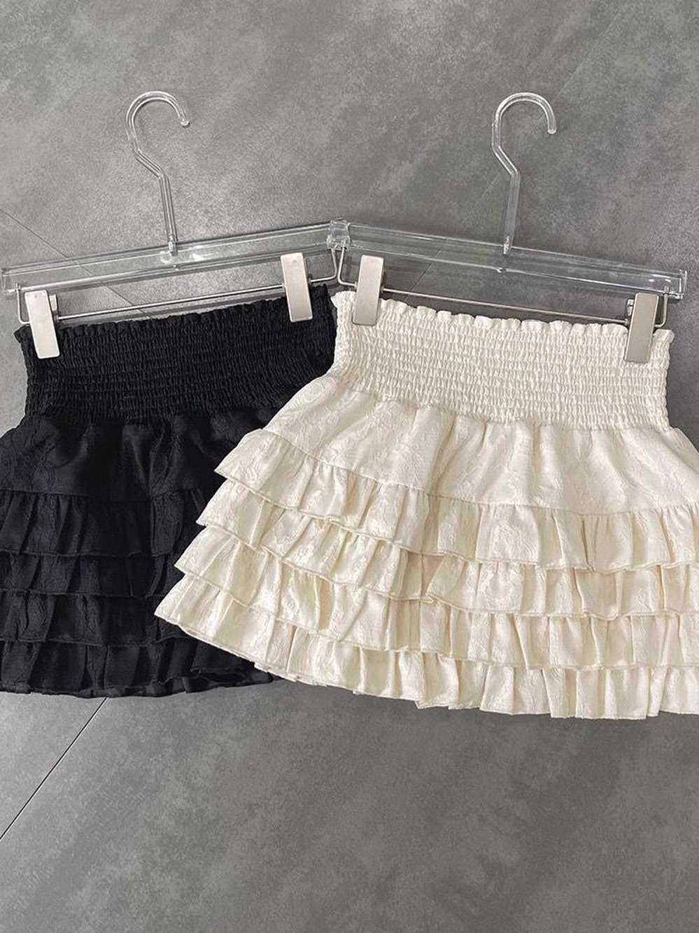 Spring and summer Korean pure high waist slimming fairy skirt anti-light lining temperament lace cake skirt