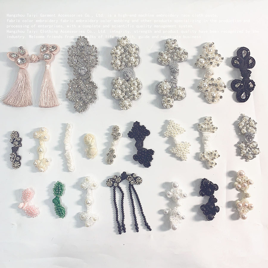New Chinese Pearl Beaded Transparent Buckle Cheongsam Button Tang Costume Buckle Handmade Exquisite Vintage Hanfu Accessories Plate Buckle