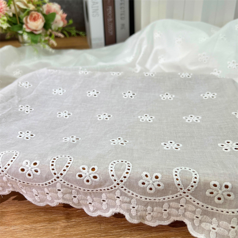 Picture of in stock Cotton Lace Hollow Embroidered Fabric Cotton Perforated Clothing Skirt DIY Water Soluble Lace Embroidered Fabric