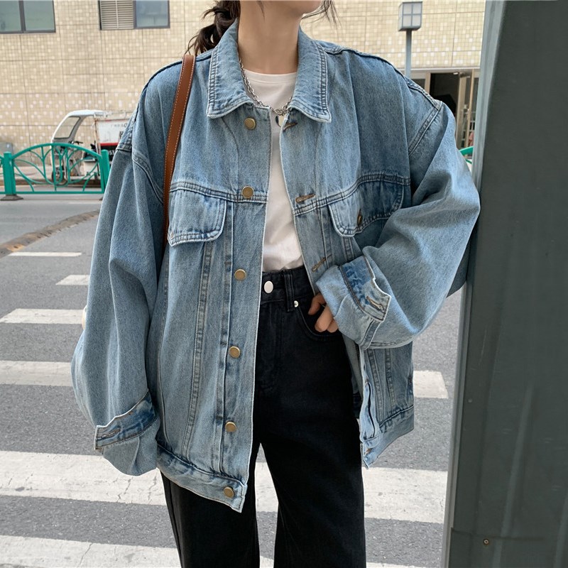 Picture of Denim Crock Coat Women's Spring and Autumn New Arrival Fashionable All-Match Long-Sleeved Top Korean Style Loose Slimming Jacket Trendy