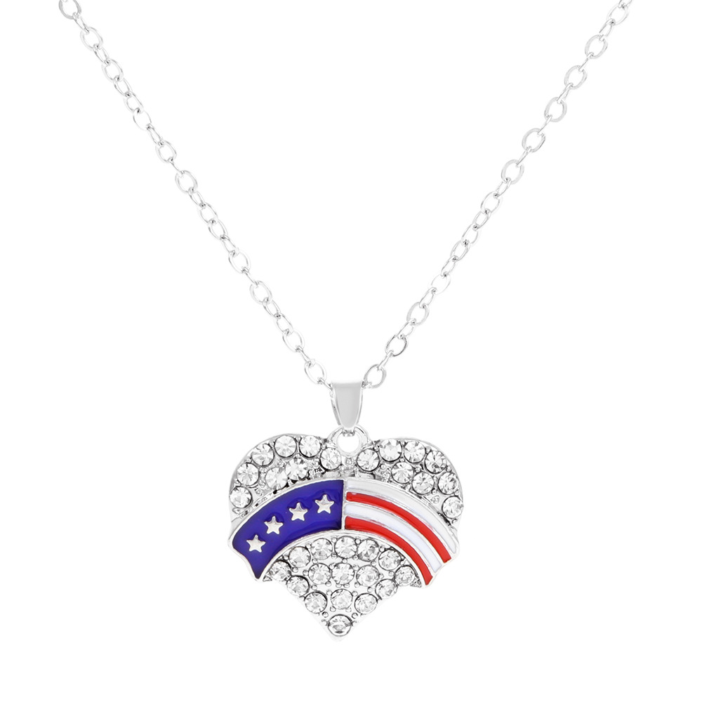 Picture of European and American Ins American Independence Day Series Necklace suit Fashion Simple Diamond-encrusted Wings Love Pendant Clavicle Chain