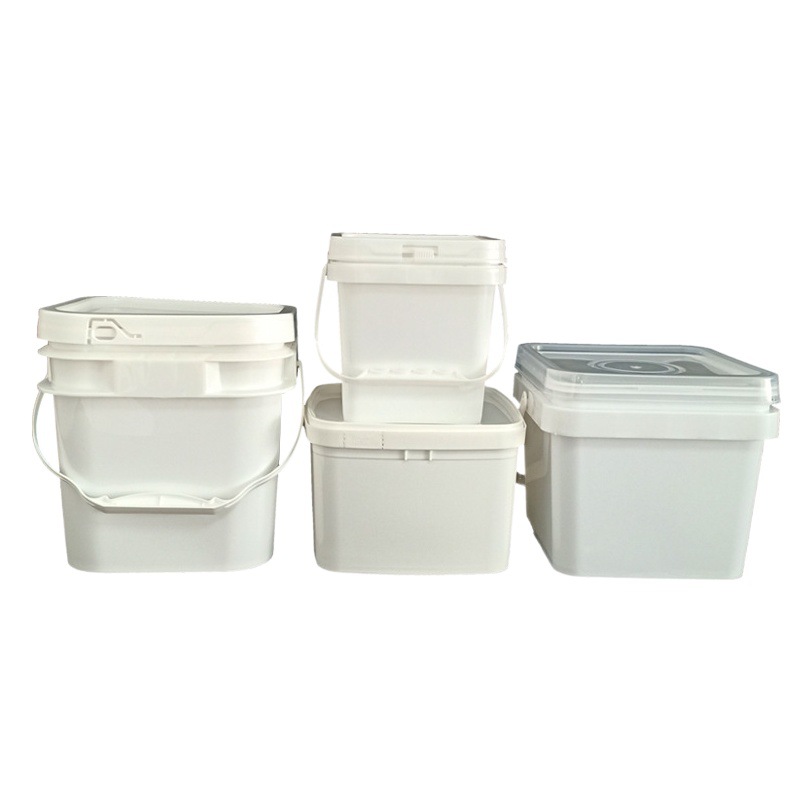 Transparent Plastic Square Bucket Packaging Bucket 5L Portable Sealed Bucket Food Bucket Chemical Bucket Paint Bucket with Outer Cover