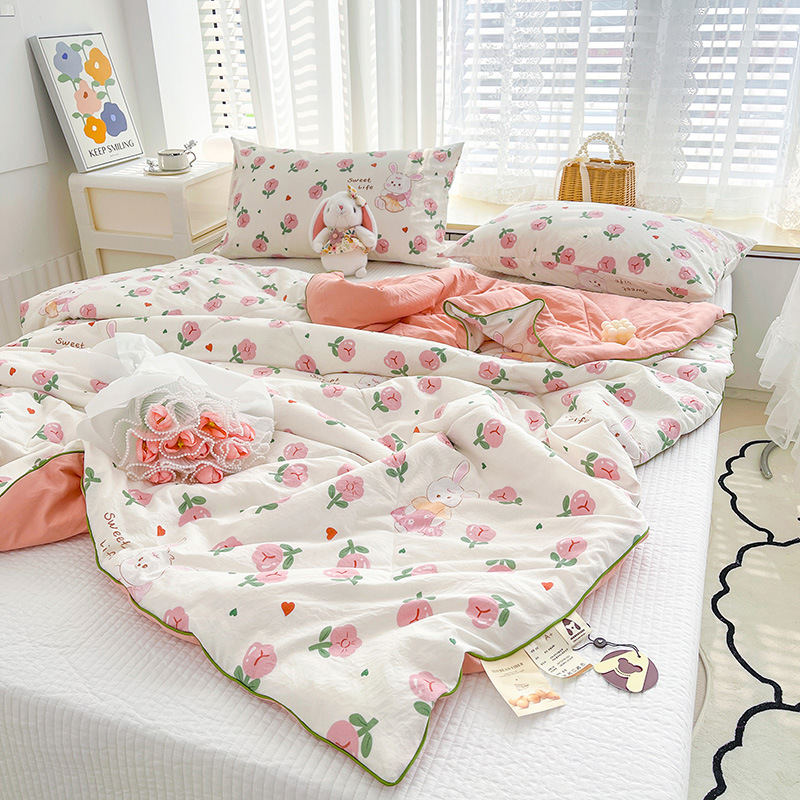 Picture of ClAss A WAshed Cotton Summer Cool Quilt ins Style Summer Soy Fiber Summer Quilt MAchine WAshAble Skin-friendly Air-conditioned Quilt WholesAle Group PurchAse