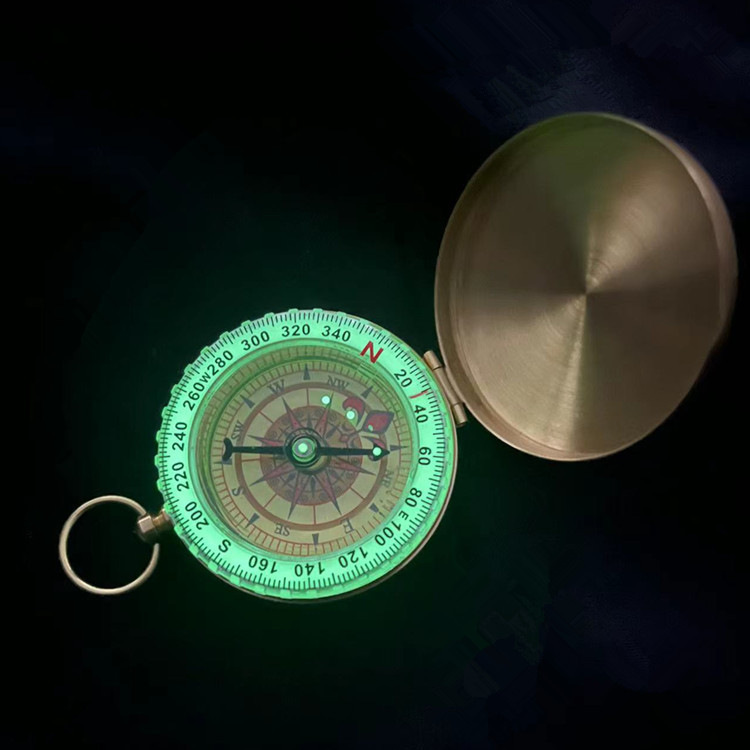 Picture of Factory wholesale G50 outdoor brass compass laser flip cover retro compass north luminous pocket watch compass
