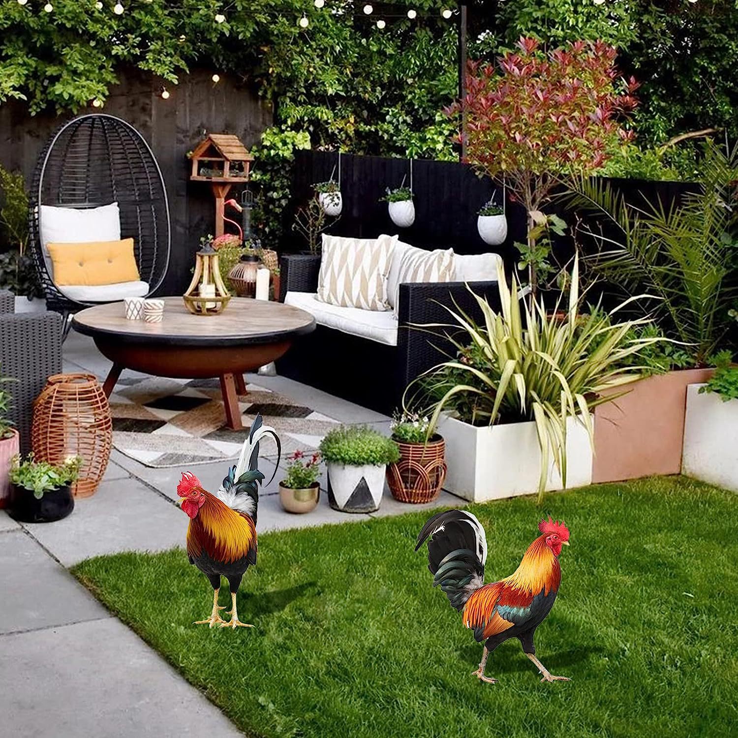 Picture of Three-Dimensional Courtyard Rooster Acrylic Mirror Yardart Garden Outdoor Decoration Ornaments Creative Courtyard Ornaments