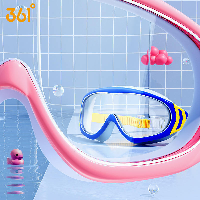 Picture of 361 Kidsren's Swimming Goggles for Boys and Girls High-Definition Waterproof and Anti-Fog Large-Frame Swimming Goggles Professional Swimming Goggles Swimming Cap Swimming Set