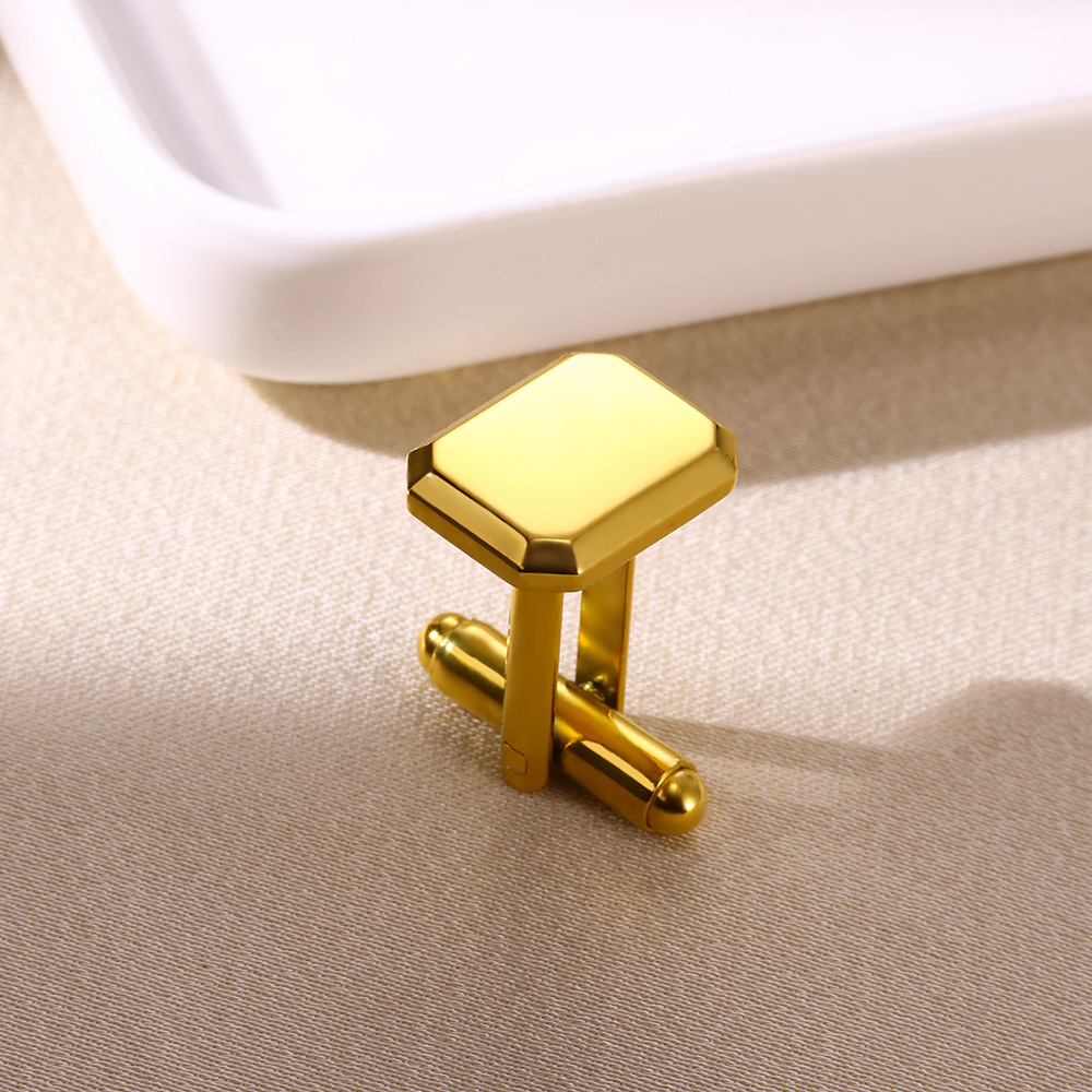 Picture of Cufflinks wholesale stainless steel men's cuffs shell rectangular cufflinks simple creative logo blank cufflinks wholesale