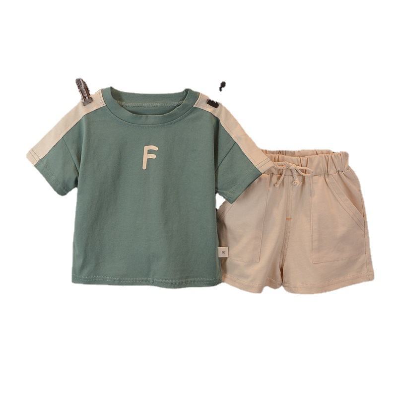 Picture of Boys' Summer Wear suit 2023 New Children's Korean-style Letter Short-sleeved Western-style Shorts Baby's Casual Children's Wear T-shirt