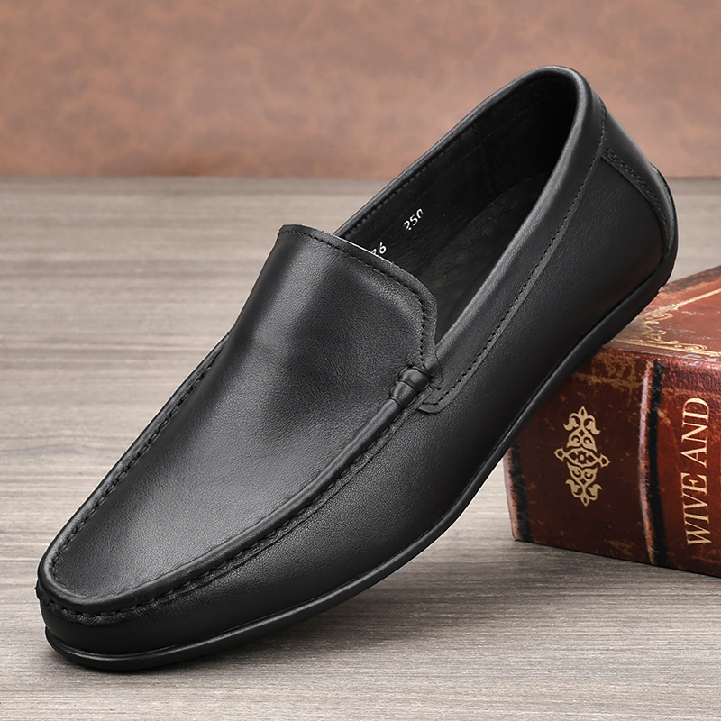 New Men's Genuine Leather Slip-On Shoes, First Layer Cowhide, 2025 New Men's Spring and Autumn Breathable Leather Shoes