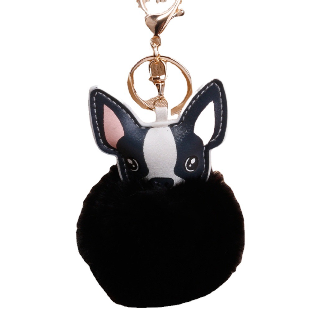 PU puppy fur ball key chain pendant ladies bag fur ball pendant car cartoon zodiac Dog Animal Pendant