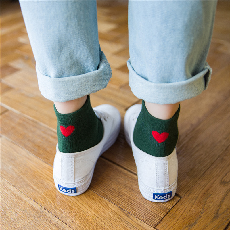 Zhuji socks spring and summer thin boat socks women's love socks cotton socks women's boat socks academic style low shallow mouth women's socks