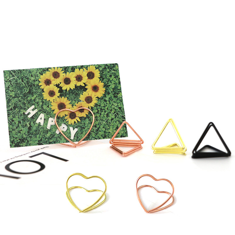 Metal triangle note holder spot wholesale vertical double love business card holder creative desktop photo holder direct sales