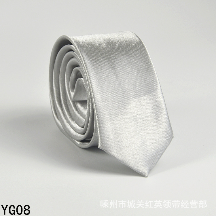 Picture of Solid color tie men's casual 5cm Korean style artificial silk narrow tie for workplace wedding business administrative wholesale