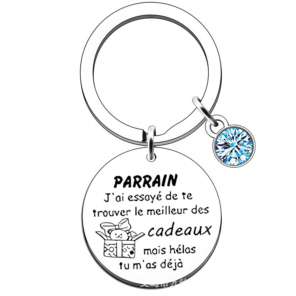 Picture of Customized German Russian Spanish Stainless Steel Keychain Commemorative Blessing Colleagues Keychain Can be customized with graphics and text