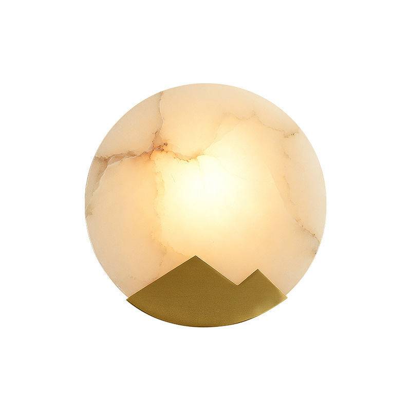 Picture of Cross-border Nordic simple round marble living room wall lamp high-level feeling model room hotel atmosphere bedroom bedside lamp