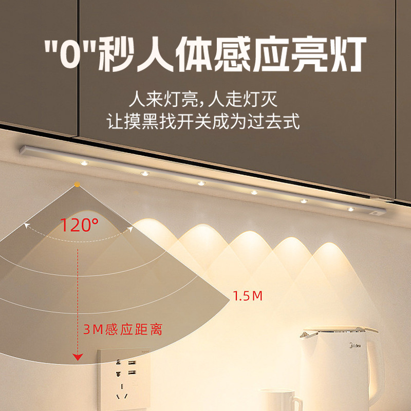 Remote control smart LED wireless human body induction charging ultra-thin cat's eye hill corrugated ambient light wine cabinet wardrobe