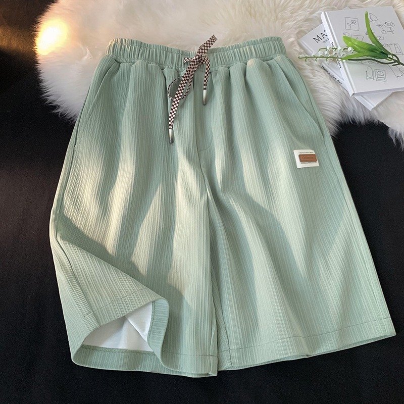 Picture of Ice Silk Half Shorts Women's Summer Outer Wear Sports Casual Elastoic High Waist Loose All-match Home Wide Leg Pants Mid-length Pants