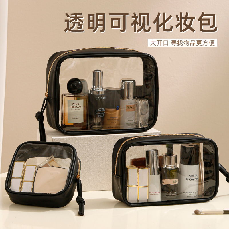 Large-Capacity Ins Style Visual Waterproof Makeup Toiletry Bag Satchel Satchel Business Trip Transparent Swimming Cosmetics Bag