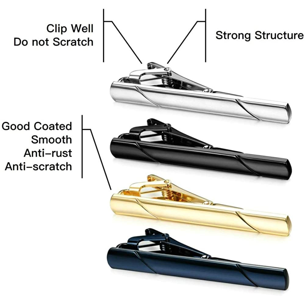 Picture of Cross-Border Temu Clothing Tie Clip, Men's Light Luxury Stainless Steel Tie Clip, Diagonal Pattern, Smooth Surface, High-End Tie Clip