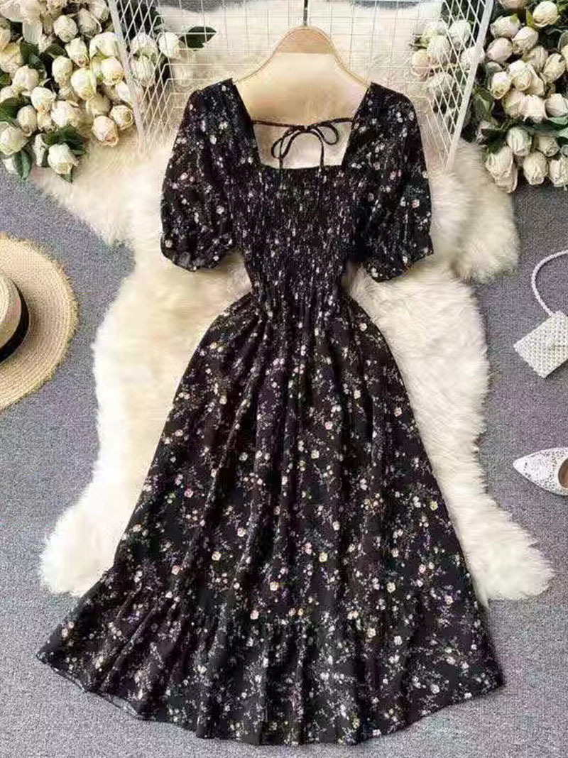 Picture of Southeast Asia Cross-border E-commerce 2025 Summer Sweet French Retro High Waist Slimming Women's dress Factory Outlet